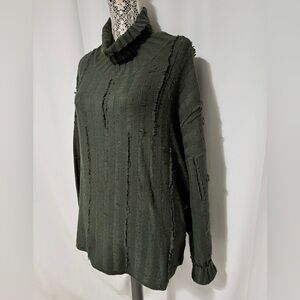 Olivia Grey Plus Sz 2X Oversized Cozy Sweater  Deep Forest Green Long Sleeve